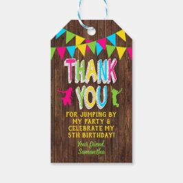 ジャンプパーティーバウンスピンクティール（緑がかった色）紫メッセージカード ギフトタグ