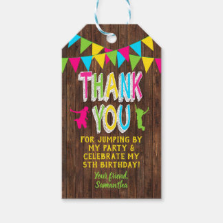 ジャンプパーティーバウンスピンクティール（緑がかった色）紫メッセージカード ギフトタグ