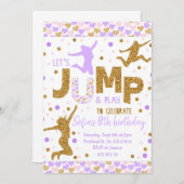 ジャンプパーティー金ゴールド紙吹雪誕生日招待状 招待状 (正面/裏面)