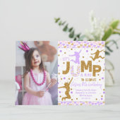 ジャンプパーティー金ゴールド紙吹雪誕生日招待状 招待状 (スタンド正面)