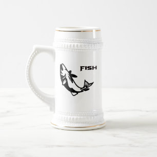 ジャンプフィッシュシルエット ビールジョッキ