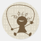 ジャンプロープシールを付けた少女 ラウンドシール (正面)