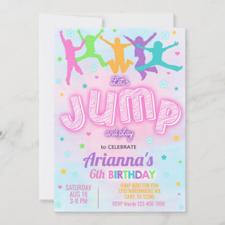 ジャンプ女の子の誕生日の招待、ジャンプ招待状。 招待状
