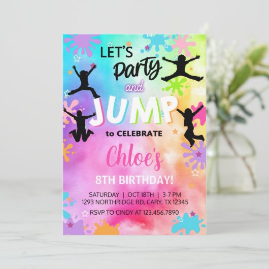 ジャンプ女の子の誕生日の招待、ジャンプ招待状。invita 招待状 (スタンド正面)