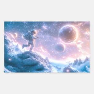 ジャンプ宇宙飛行士 長方形シール
