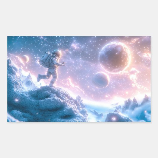 ジャンプ宇宙飛行士 長方形シール (正面)