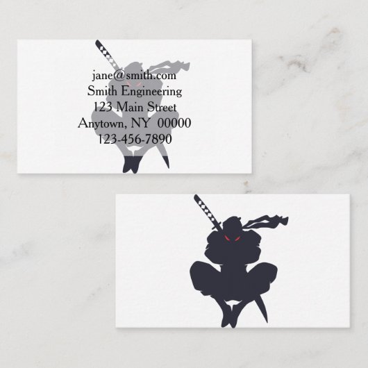 ジャンプ忍者シルエット – 背景色を選択 名刺 (正面/裏面)