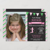 ジャンプ招待状トランポリン誕生日パーティー 招待状 (正面/裏面)