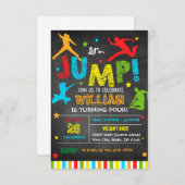 ジャンプ招待状 – トランポリン誕生日招待状 招待状 (正面/裏面)