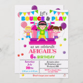 ジャンプ誕生日の招待ガールバウンスハウス招待状 招待状 (正面/裏面)