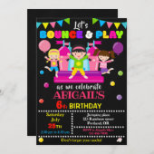 ジャンプ誕生日の招待ガールバウンスハウス招待状 招待状 (正面/裏面)