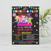 ジャンプ誕生日の招待ガールバウンスハウス招待状 招待状 (スタンド正面)