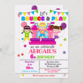 ジャンプ誕生日の招待ガールバウンスハウス招待状 招待状 (正面/裏面)