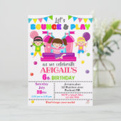 ジャンプ誕生日の招待ガールバウンスハウス招待状 招待状 (スタンド正面)