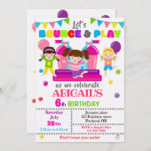 ジャンプ誕生日の招待ガールバウンスハウス招待状 招待状 (正面/裏面)