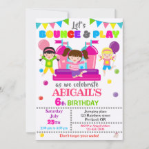 ジャンプ誕生日の招待ガールバウンスハウス招待状