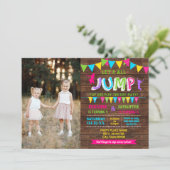 ジャンプ誕生日トランポリン結合ピンクパーティー 招待状 (スタンド正面)