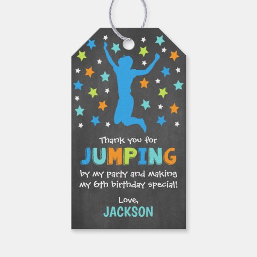 ジャンプ誕生日パーティーメッセージカード、少年 ギフトタグ (正面)