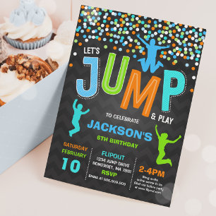 ジャンプ誕生日招待状ジャンプトランポリンパーティー 招待状