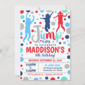 ジャンプ誕生日招待状ボーイガールジャンプトランポリン 招待状 (正面)