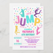 ジャンプ誕生日招待状、ジャンプ招待状、トランポリン 招待状 (正面/裏面)