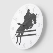ジャンプ馬のシルエット-背景色を選択 ラージ壁時計 (傾斜)