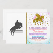 ジャンプ馬のシルエット-背景色を選択 招待状 (正面/裏面)