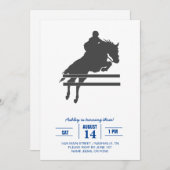 ジャンプ馬のシルエット-背景色を選択 招待状 (正面/裏面)