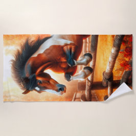 ジャンプ馬 ビーチタオル