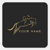 ジャンプ馬 |乗馬 馬のトレーナー|馬のトレーナー スクエアシール (正面)