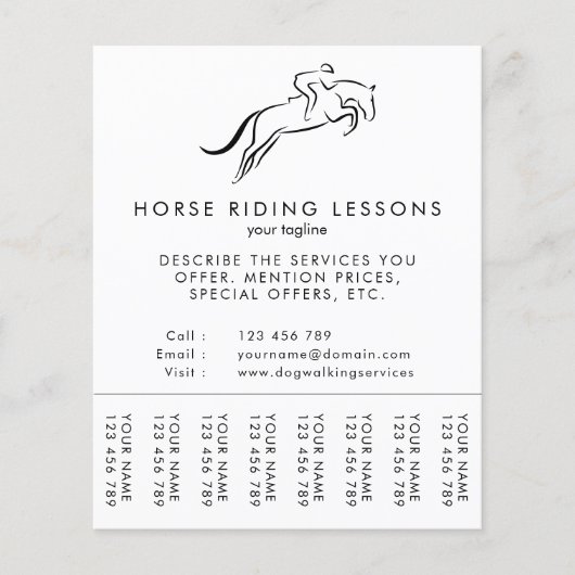 ジャンプ馬 |乗馬 馬のトレーナー|馬のトレーナー チラシ (正面)