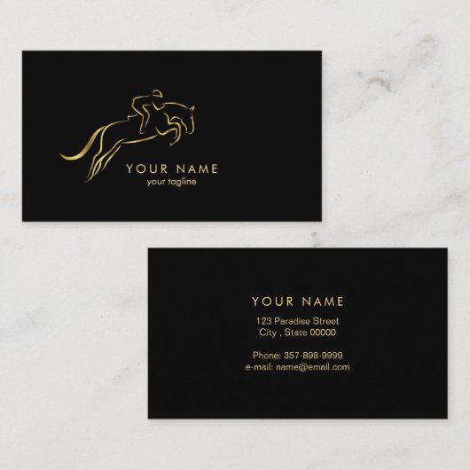 ジャンプ馬 |乗馬 馬のトレーナー|馬のトレーナー 名刺 (正面/裏面)