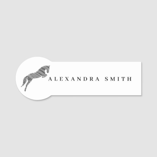 ジャンプ馬 |落書き馬 馬のトレーナー|馬のトレーナー 名札 (正面)