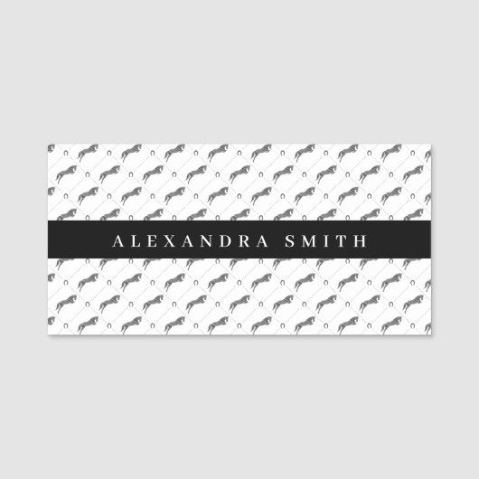 ジャンプ馬 |落書き馬 馬のトレーナー|馬のトレーナー 名札 (正面)