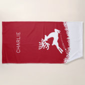 ジャンプ鹿カスタム文字ビーチタオル ビーチタオル (正面)