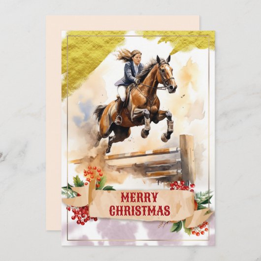 ジャンプ10代のに乗ってクリスマスの女の子 シーズンカード (正面/裏面)