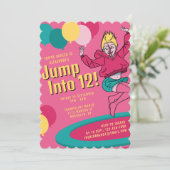 ジャンプ12かわいいトランポリン女の子13誕生日 招待状 (スタンド正面)