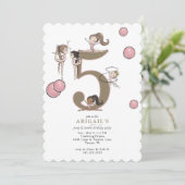 ジャンプ&ターンブル 体操 白 5歳 誕生日パーティー 招待状 (スタンド正面)