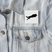 ジャンプ，ドイツの羊飼いのシルエット·ラブドッグ 缶バッジ (インサイチュ)