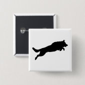 ジャンプ，ドイツの羊飼いのシルエット·ラブドッグ 缶バッジ (正面&裏面)