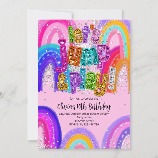 ジャンプ＆プレイ パーティー バースデー どんな年齢にもぴったり 招待状 (正面)