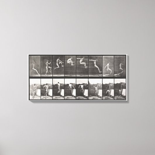 ジャンプ，ランニングズ，幅跳び1887エドワードミューバー キャンバスプリント (正面)