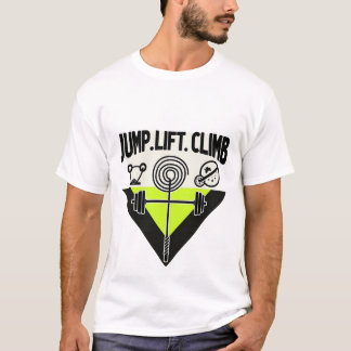 ジャンプ・リフト・クライム | ミニマリストネオン・クロストレーニング Tシャツ
