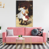 ジャンプ・ロープでスキップする女の子 キャンバスプリント (インサイチュ (リビング))