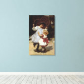 ジャンプ・ロープでスキップする女の子 キャンバスプリント (インサイチュ (ウッドフロア))