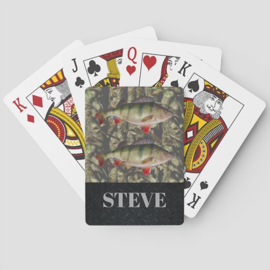ジャンボとまり木の魚釣りのカムフラージュの名刺 トランプ (裏面)