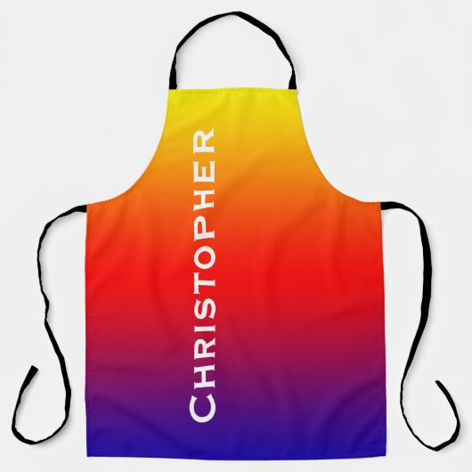 ジャンボはっきりしたネームRainbowまたは色の選択 エプロン (正面)