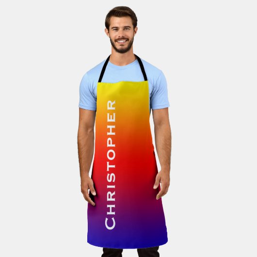 ジャンボはっきりしたネームRainbowまたは色の選択 エプロン (着用した状態)