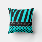 ジャンボアクアブラックゼブラストライプ水玉模様枕 クッション (裏面)