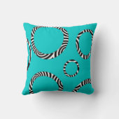 ジャンボアクア、黒、白ストライプの円枕 クッション (裏面)